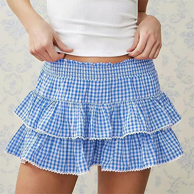 GINGHAM CHECK FRILL SKIRT
