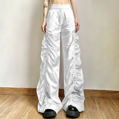 SHIRRING SATIN PANTS