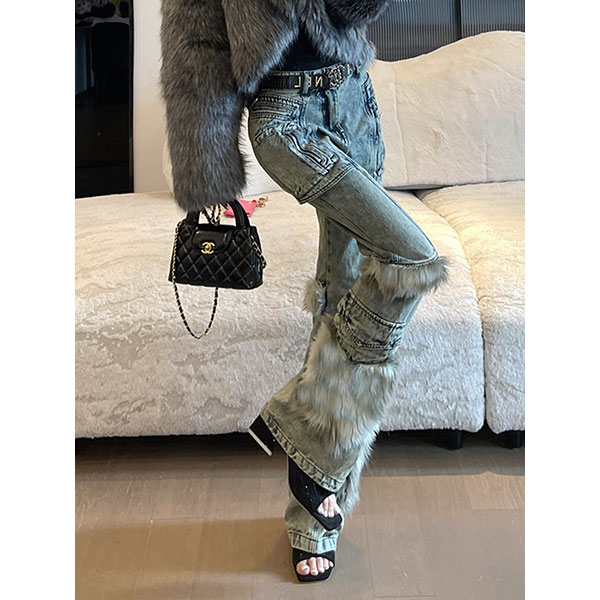 MULTI POCKET FUR PANTS