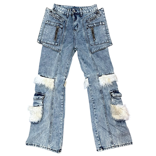 MULTI POCKET FUR PANTS