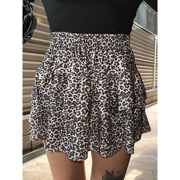 LEOPARD FRILL SKIRT