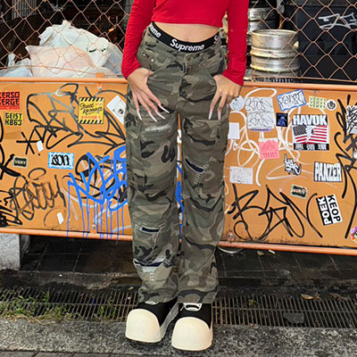 DAMAGE CAMO CARGO PANTS