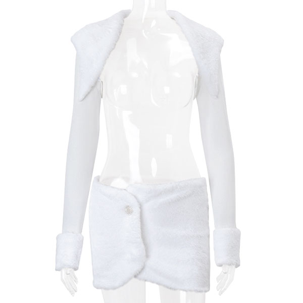 TRIM FUR HIGH CUT CARDIGAN