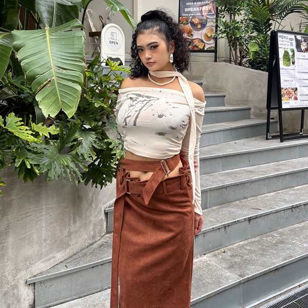 FAKE SUEDE LONG SKIRT