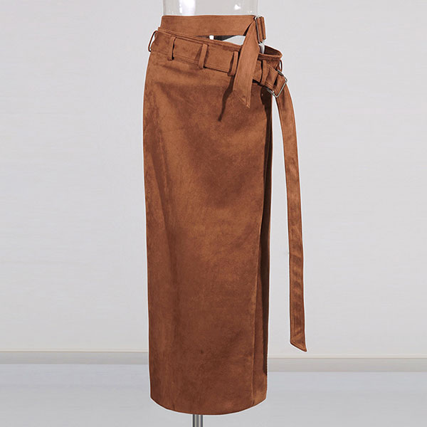 FAKE SUEDE LONG SKIRT