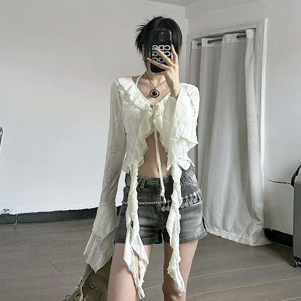 DAMAGE FRILL CARDIGAN
