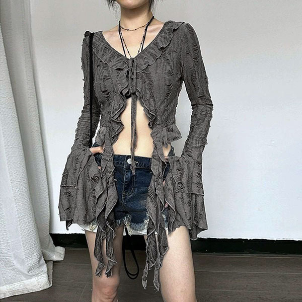 DAMAGE FRILL CARDIGAN