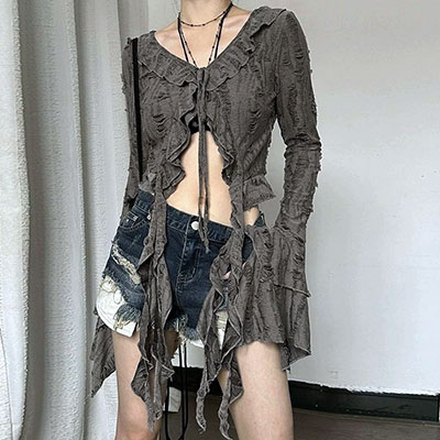 DAMAGE FRILL CARDIGAN