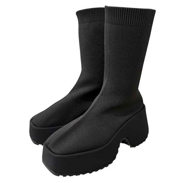 KNIT PLATFORM BOOTS