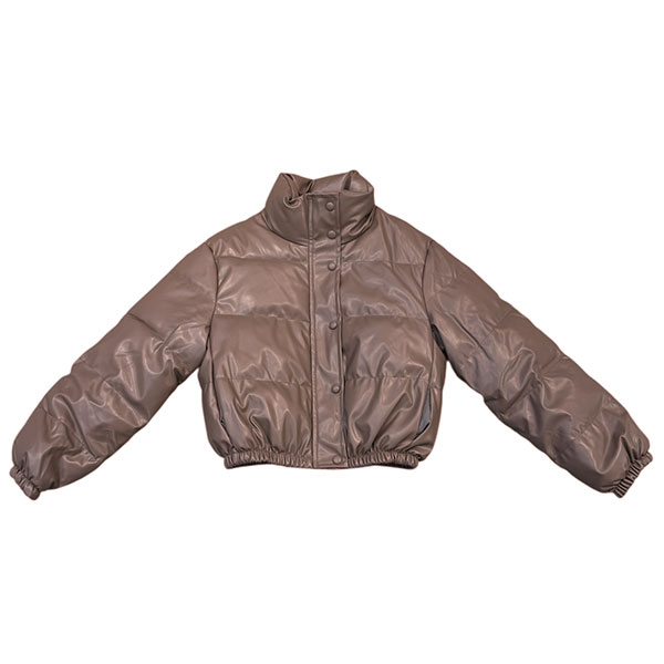 ECO LEATHER CROPPED PUFF JACKET