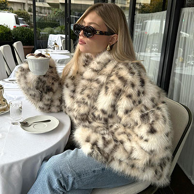 ANIMAL FUR LAPEL JACKET