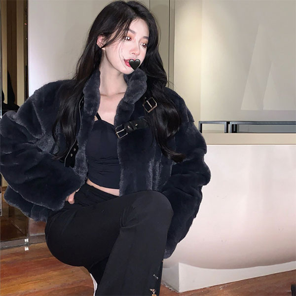 FUR STAND CROPPED JACKET