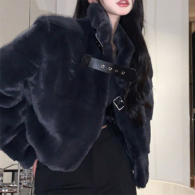 FUR STAND CROPPED JACKET