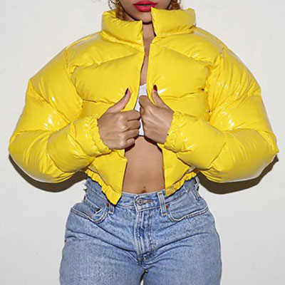 SHINNY CROPPED PUFF JACKET
