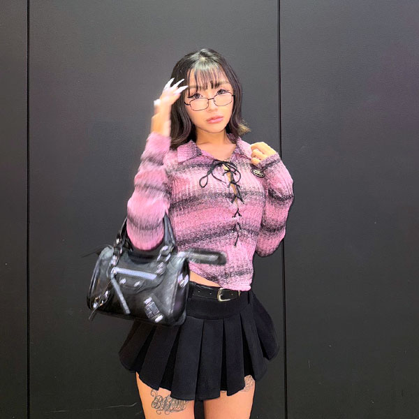 BORDER LACE UP SHIRT