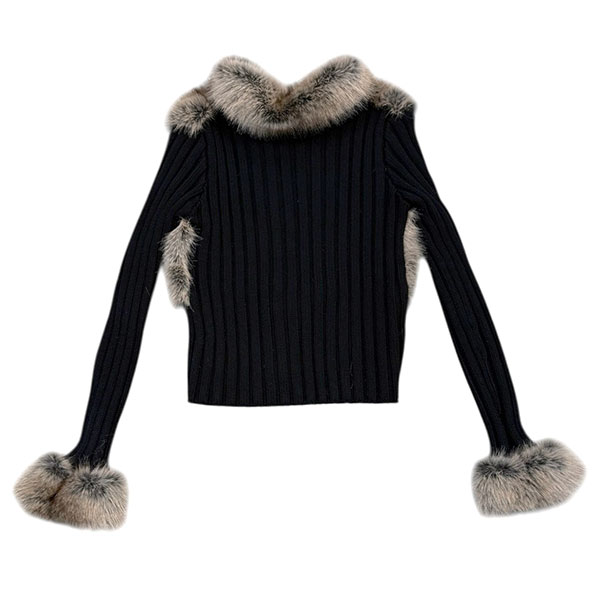 PANEL FUR ZIP KNIT