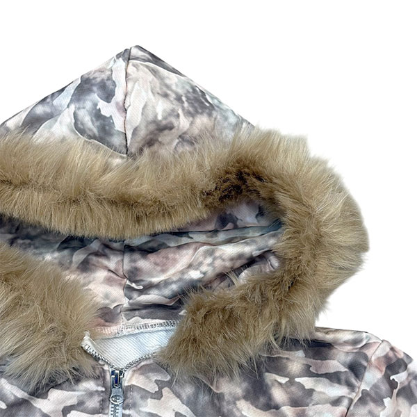 TRIM FUR CAMO ZIP HOODIE
