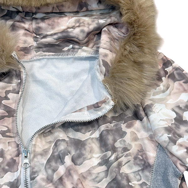 TRIM FUR CAMO ZIP HOODIE