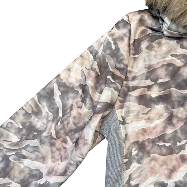TRIM FUR CAMO ZIP HOODIE