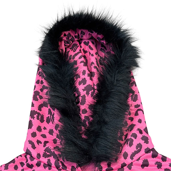 TRIM FUR LEOPARD ZIP HOODIE