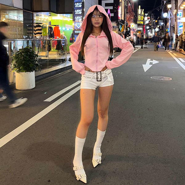 STUDS CORSET ZIP HOODIE