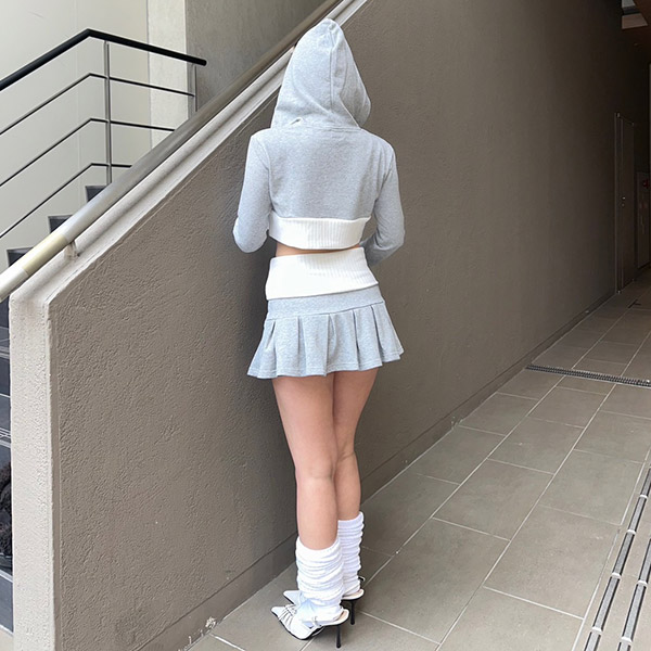 3D SWITCHING RIB PLEATS SKIRT