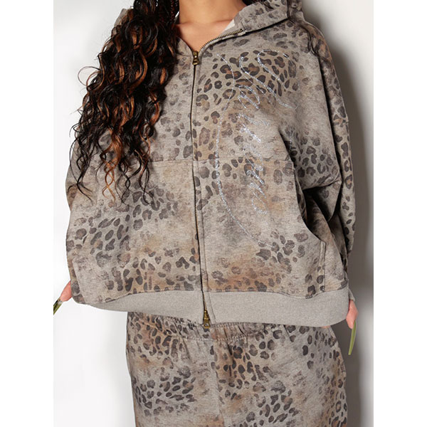 LEOPARD ZIP HOODIE