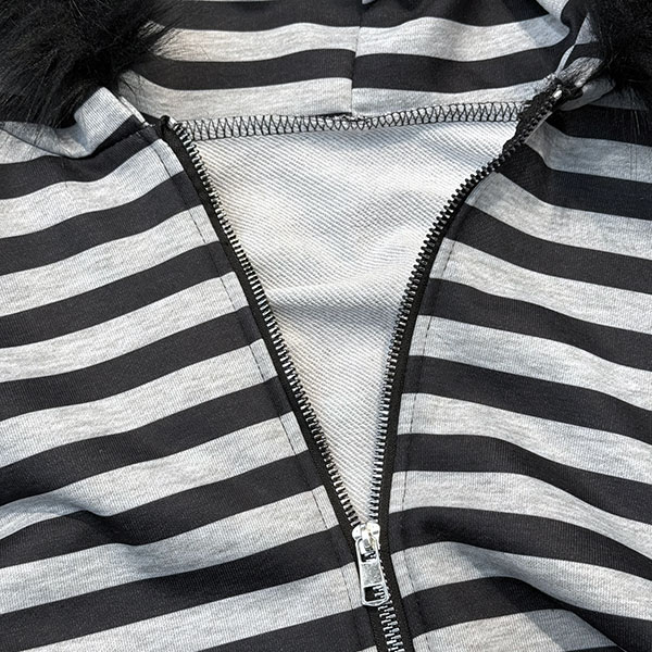 TRIM FUR BORDER ZIP HOODIE