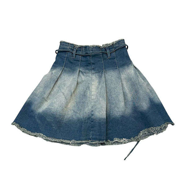 PLEATS DENIM SKIRT
