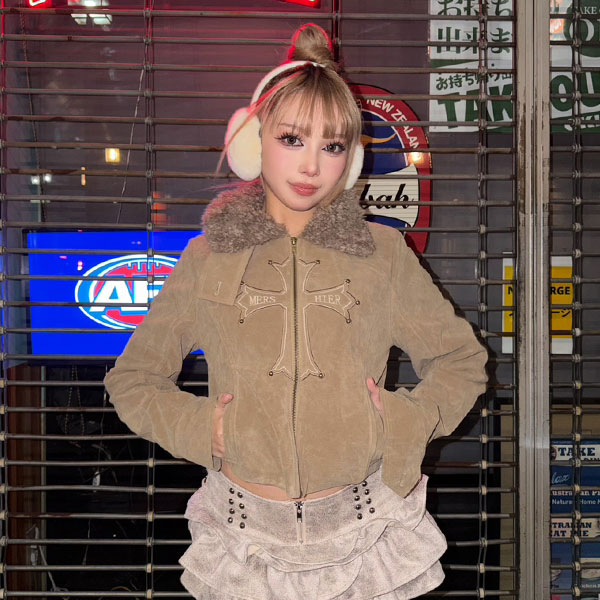 LAPEL FUR CROSS JACKET