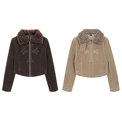 LAPEL FUR CROSS JACKET