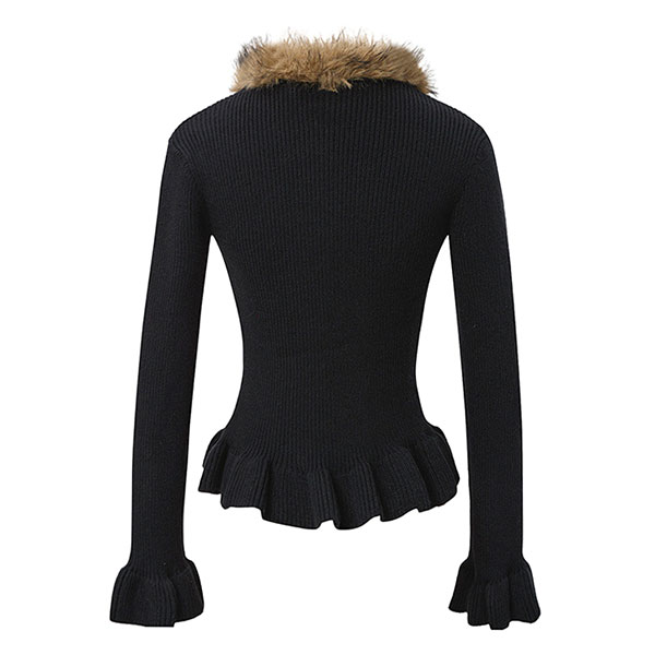 TRIM FUR STRAP CARDIGAN