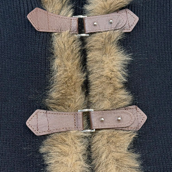 TRIM FUR STRAP CARDIGAN