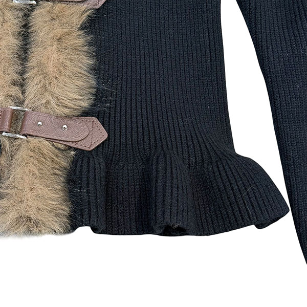 TRIM FUR STRAP CARDIGAN