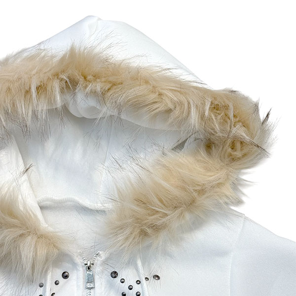 TRIM FUR STUDS ZIP HOODIE