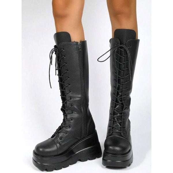 LACE UP PLATFORM BOOTS