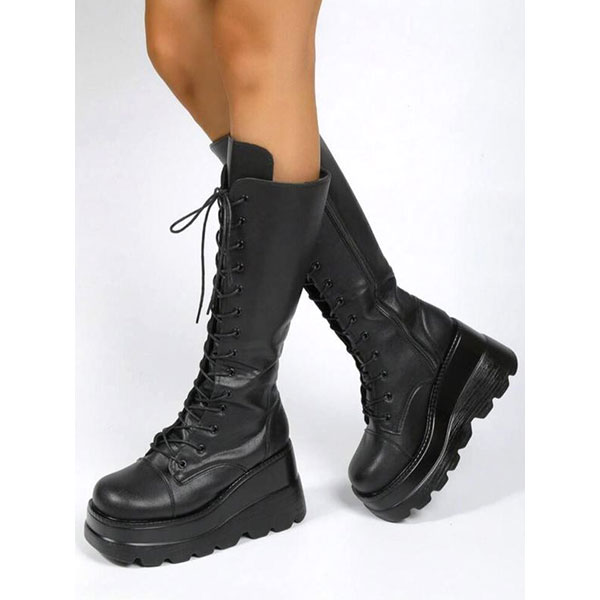 LACE UP PLATFORM BOOTS