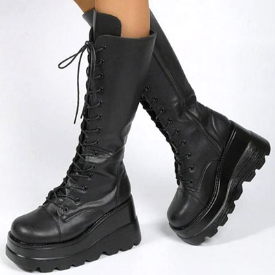LACE UP PLATFORM BOOTS