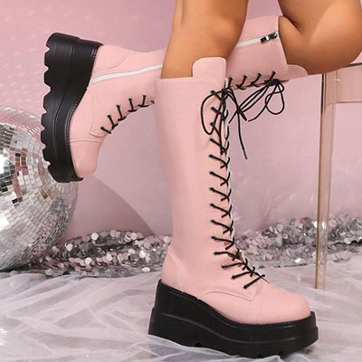 LACE UP PLATFORM BOOTS