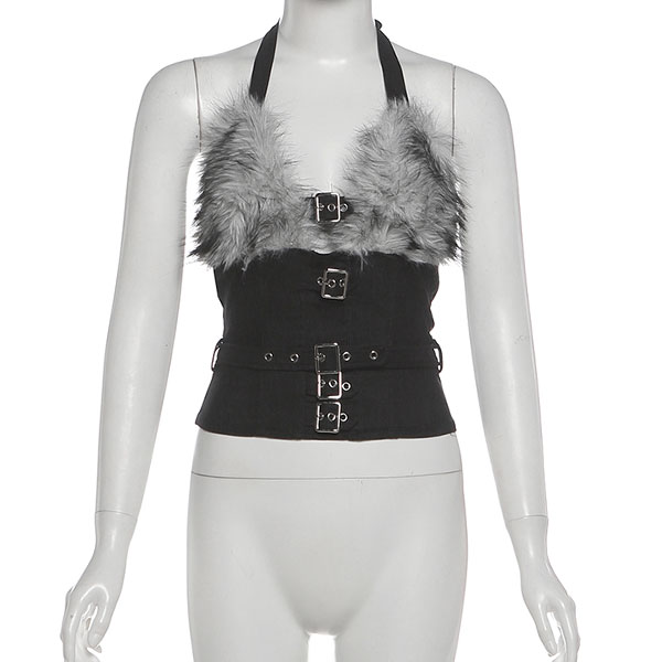 FUR BRA HALTER NECK