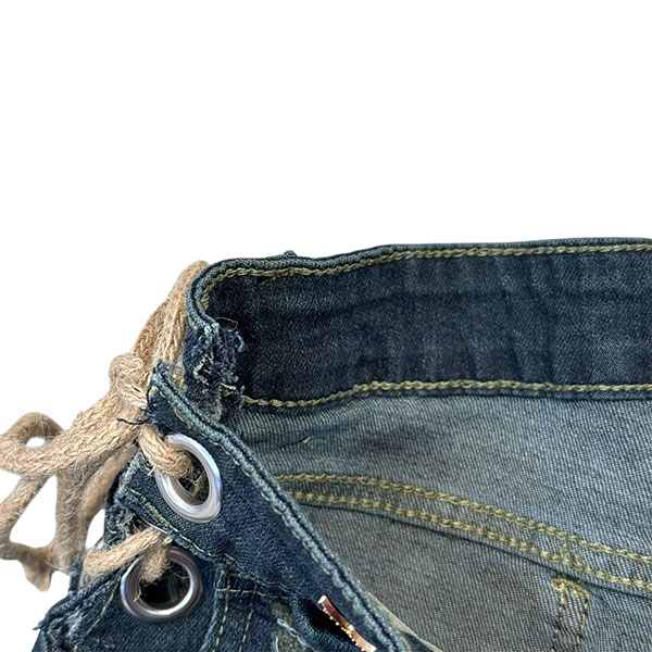 TRIM FUR DENIM SHORTS