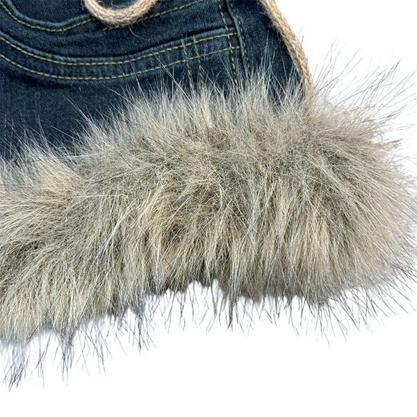 TRIM FUR DENIM SHORTS