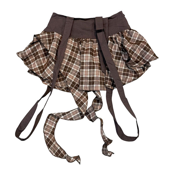 STRING BELT CHECK SKIRT