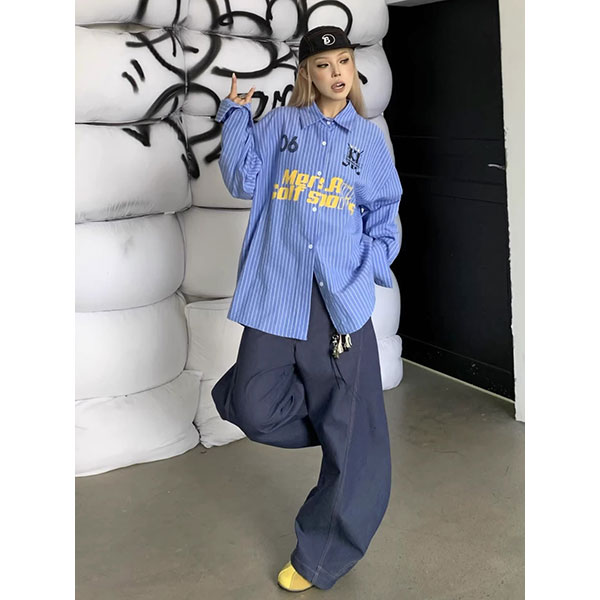 PRINT STRIPE BIG SHIRT