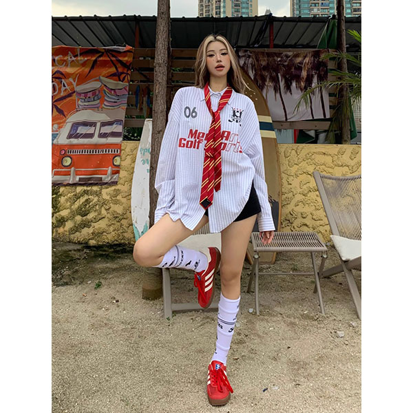 PRINT STRIPE BIG SHIRT