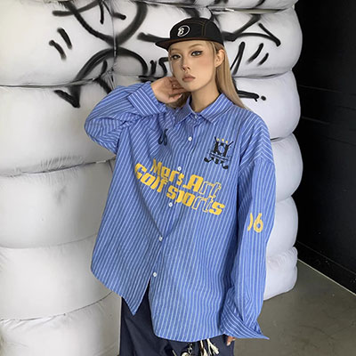 PRINT STRIPE BIG SHIRT