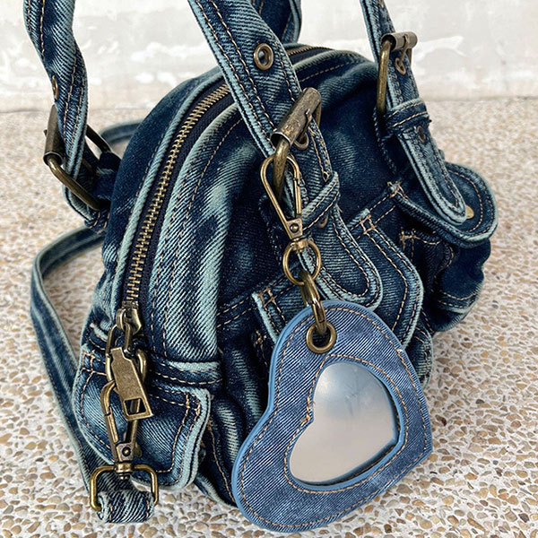 DENIM BUCKLE SHOULDER BAG