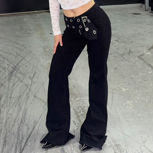 WIDE BELT FLAME PANTS
