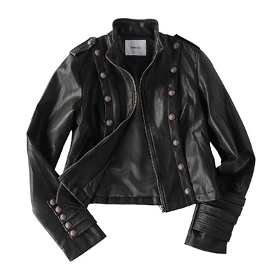 BUTTON ECO LEATHER JACKET