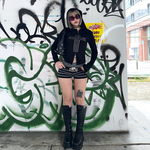 CROSS STUDS ZIP HOODIE